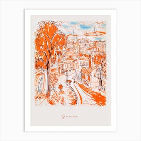 Genoa Italy Orange Drawing Poster Art Print