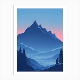 Misty Mountain Background Blue Color Theme Sunset Simple Minimalistic Vector Art Light Color 17 20231023204644403 Txdg Vhfs Art Print