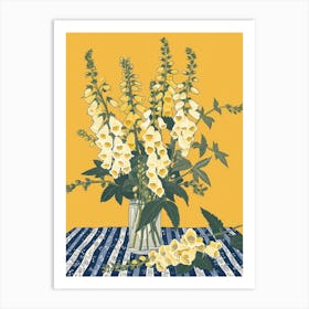 Foxglove Flowers On A Table   Contemporary Illustration 4 Art Print