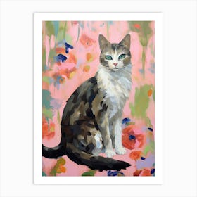 A Turkish Angora Cat Painting, Impressionist Painting 2 Art Print