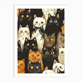 Perfectly Repeatable Artwork With Cute Cat Faces 71 Art Print