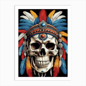 Skull Indian Headdress (19) Art Print