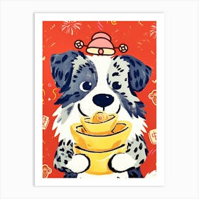 Chinese New Year Border Collie Dog 1 Art Print