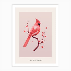 Minimalist Northern Cardinal 1 Bird Poster Art Print