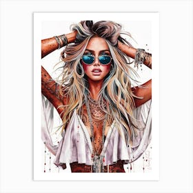 A Girl With Tattoos Art Print