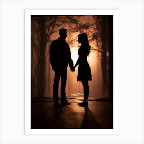 Couple Holding Hands At Sunset Art Print