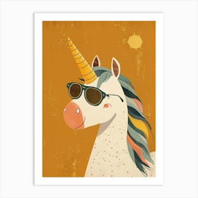 Unicorn With Sunglasses Muted Pastel 3 Art Print