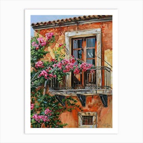 Balcony View Painting In Athens 3 Art Print