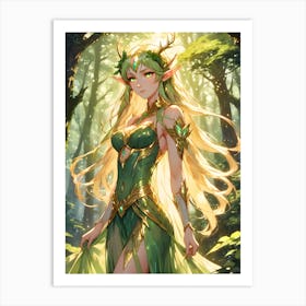 An Beautiful Elf in the Forest Art Print