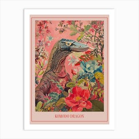 Floral Animal Painting Komodo Dragon Poster Art Print