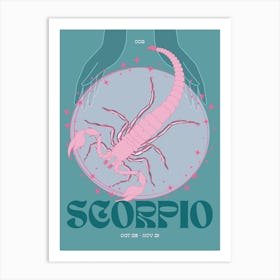 Teal Zodiac Scorpio Art Print