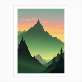 Misty Mountains Vertical Background In Green Tone 28 Art Print