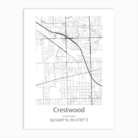 Crestwood,United States Minimalist Map 1 Art Print