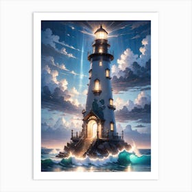 A Lighthouse In The Middle Of The Ocean 31 Art Print