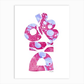 Marbling Pink Shapes Art Print