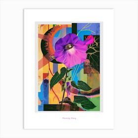 Morning Glory 6 Neon Flower Collage Poster Art Print