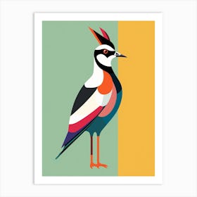 Colourful Geometric Bird Lapwing 3 Art Print