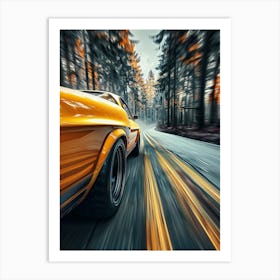 Speed Car In The Woods Art Print
