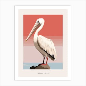 Minimalist Brown Pelican 2 Bird Poster Art Print