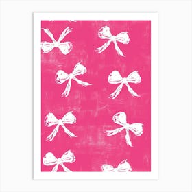 Pink And White Bows 3 Pattern Art Print