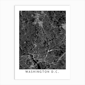 Washington Black And White Map Art Print