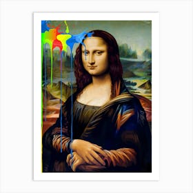 A Modern Rebellious Twist On The Mona Lisa With A Splash of Color Art Print