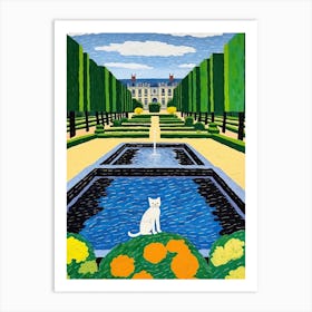 Versailles Gardens France, Cats Matisse Style 3 Art Print