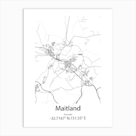 Maitland,Australia Minimalist Map Art Print