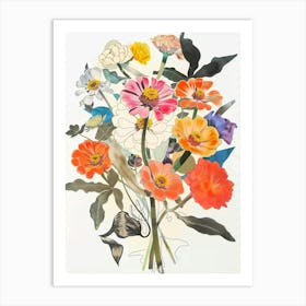 Zinnia 2 Collage Flower Bouquet Art Print