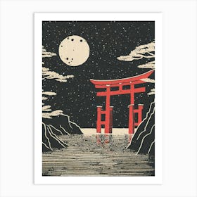 Torii Gate Of Itsukushima Shrine Ukiyo-E Style Art Print