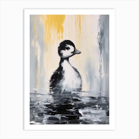 Black & White Duckling Gouache 3 Art Print