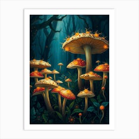 Mushrooms In The Forest 8 Art Print