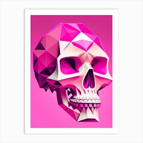 Skull With Geometric Designs 1 Pink Pop Art Art Print