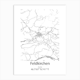 Feldkirchen,Austria Minimalist Map Art Print