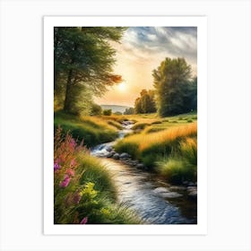 Sunset In The Meadow 1 Art Print