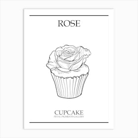 Rose Cupcake Line Drawing 1 Poster Art Print