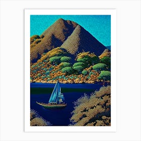 Komodo Island Indonesia Pointillism Style Tropical Destination Art Print