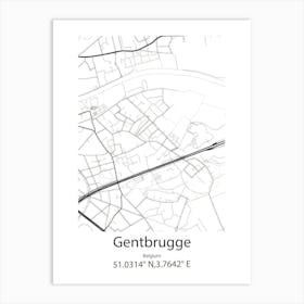 Gentbrugge,Belgium Minimalist Map Art Print