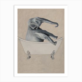 Elephant In Bathtub Art Print