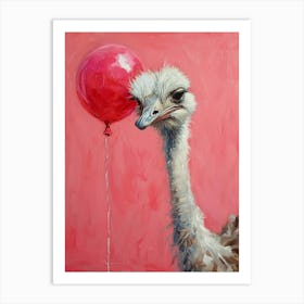 Cute Ostrich 3 With Balloon Art Print