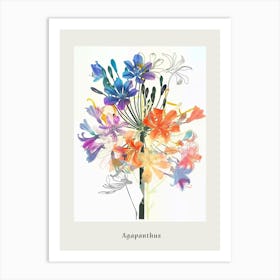 Agapanthus Collage Flower Bouquet Poster Art Print