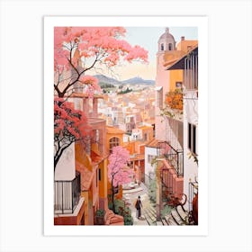 Tenerife Spain 2 Vintage Pink Travel Illustration Art Print