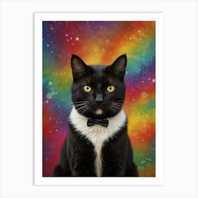 Black Cat With Bow Tie Art Print