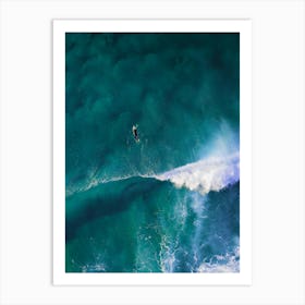 Aerial View Of A Surfer Riding A Wave 1 Art Print