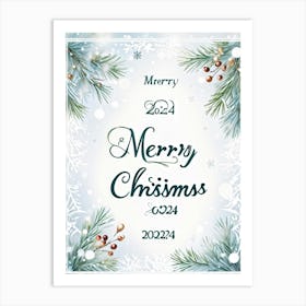 A Tasteful Composition Of Calligraphy Featuring The Text Merry Christmas 2024 Expertly Written In Art Print