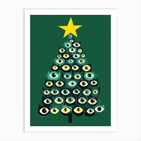 Christmas Tree With Cat Eyes Art Print