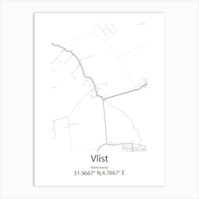 Vlist,Netherlands Minimalist Map Art Print