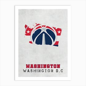 Washington Wizards Washington Dc State Map Art Print