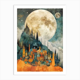 Moonlight Town Canvas Print Art Print