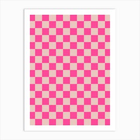 Checkerboard Coral Peach And Pink Art Print